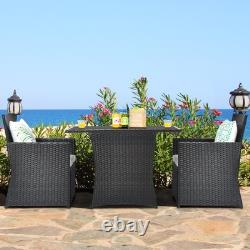 Heavy Duty Garden Furniture Set 3 Pieces Patio PE Wicker Set-White