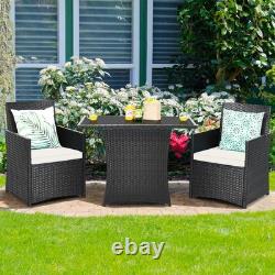 Heavy Duty Garden Furniture Set 3 Pieces Patio PE Wicker Set-White