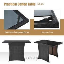 Heavy Duty Garden Furniture Set 3 Pieces Patio PE Wicker Set-White