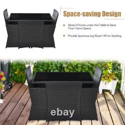 Heavy Duty Garden Furniture Set 3 Pieces Patio PE Wicker Set-White