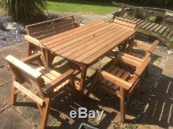 Heavy Duty Wooden Garden Patio Furniture 6 ft table 1 Bench and 4 Chairs