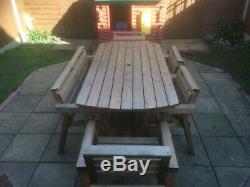 Heavy Duty Wooden Garden Patio Furniture 6 ft table 1 Bench and 4 Chairs