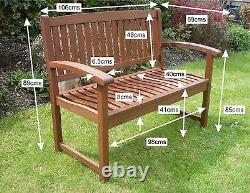 Henley 2 Seat Bench Chunky Quality Hardwood Garden Patio Furniture Free Delivery