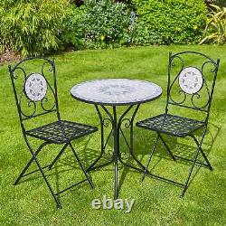 Home Source Mosaic Bistro Set Outdoor Patio Garden Furniture Table and 2 Chairs