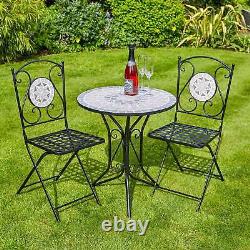 Home Source Mosaic Bistro Set Outdoor Patio Garden Furniture Table and 2 Chairs