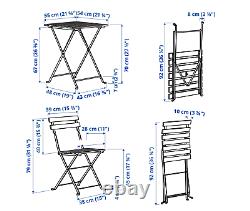 Ikea Trano 3 Piece Folding Metal Outdoor Garden Patio Furniture Table & Chairs