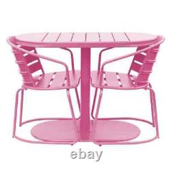 Iris 3 pce Outdoor Garden Patio Decking Balcony Table & Chair Bistro Set in PINK