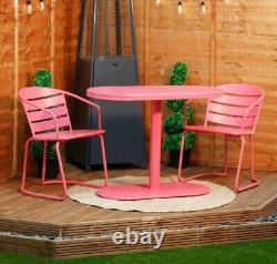 Iris 3 pce Outdoor Garden Patio Decking Balcony Table & Chair Bistro Set in PINK