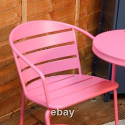 Iris 3 pce Outdoor Garden Patio Decking Balcony Table & Chair Bistro Set in PINK