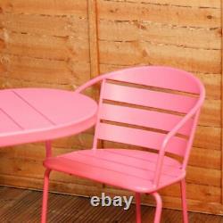 Iris 3 pce Outdoor Garden Patio Decking Balcony Table & Chair Bistro Set in PINK