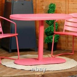 Iris 3 pce Outdoor Garden Patio Decking Balcony Table & Chair Bistro Set in PINK