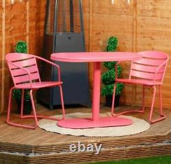 Iris 3 pce Outdoor Garden Patio Decking Balcony Table & Chair Bistro Set in PINK