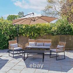 JSH Outdoor Tuscany Wicker Garden Furniture Patio 5 Seater 4 Piece Sofa Set