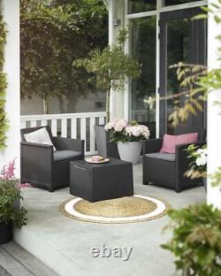 Keter Emma Garden Furniture Bistro Set Chairs Storage Coffee Table Outdoor Patio