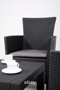 Keter Garden Furniture Set 2 Chairs + Table with Cushions Brown Patio Balcony UK