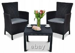 Keter Garden Furniture Set Chairs + Table Cushion 2 Colours Balcony Patio HQ