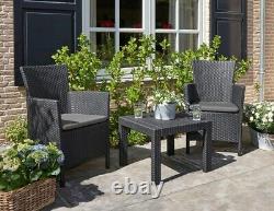 Keter Garden Furniture Set Chairs + Table Cushion 2 Colours Balcony Patio HQ