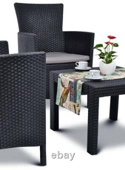 Keter Garden Furniture Set Chairs + Table Cushion 2 Colours Balcony Patio HQ