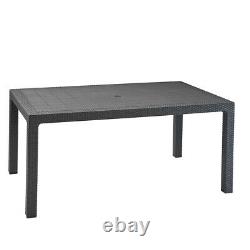 Keter Melody 6 Seater Rattan Outdoor Patio Garden Furniture Dining Table Grey