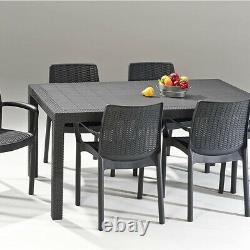 Keter Melody 6 Seater Rattan Outdoor Patio Garden Furniture Dining Table Grey