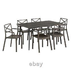 Keter Patio Dining Table & 6 x Chairs Set Weatherproof Outdoor Garden Furniture