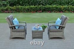 Kingston 2 Seat Rattan Lounge Chair & Table Patio Garden Furniture Set FREE covr