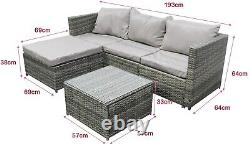 L Shaped Corner Sofa Rattan Garden Couch Furniture Set 4 Seats Outdoor Patio UK