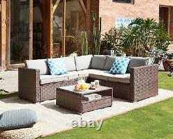 LShape Rattan Garden Furniture Dining Set Outdoor Patio Table Rattan Sofa Set