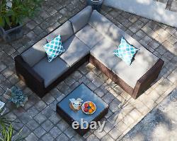 LShape Rattan Garden Furniture Dining Set Outdoor Patio Table Rattan Sofa Set