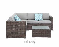 LShape Rattan Garden Furniture Dining Set Outdoor Patio Table Rattan Sofa Set