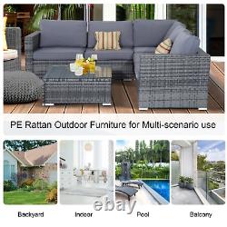 Large 4 Pieces Rattan Sofa Set Chair Coffee Table Garden Wicker Patio Furniture