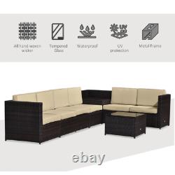 Large 8Pcs Patio Rattan Sofa Set Corner Sofa Garden Furniture Side Table Cushion
