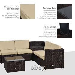 Large 8Pcs Patio Rattan Sofa Set Corner Sofa Garden Furniture Side Table Cushion