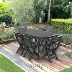 Large Collapsible Table With 6 Folding Chairs Outdoor Garden Patio Furniture Set