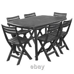 Large Collapsible Table With 6 Folding Chairs Outdoor Garden Patio Furniture Set