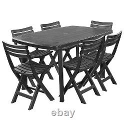 Large Collapsible Table With Folding Chairs Outdoor Garden Patio Furniture Set