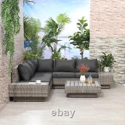 Large Corner Rattan Sofa Set Patio Luxury Wicker Garden Furniture Cushions Table