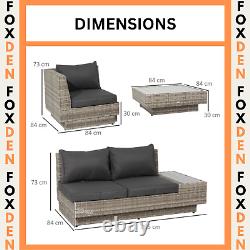 Large Corner Rattan Sofa Set Patio Luxury Wicker Garden Furniture Cushions Table