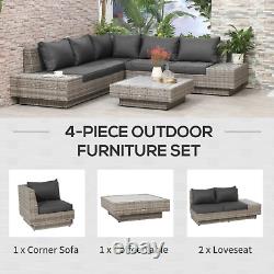 Large Corner Rattan Sofa Set Patio Luxury Wicker Garden Furniture Cushions Table