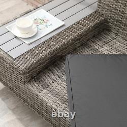 Large Corner Rattan Sofa Set Patio Luxury Wicker Garden Furniture Cushions Table