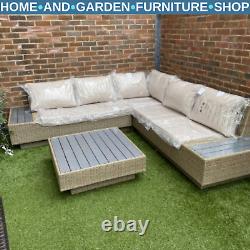 Large Corner Rattan Sofa Set Patio Wicker Luxury Garden Furniture Cushions Table