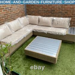 Large Corner Rattan Sofa Set Patio Wicker Luxury Garden Furniture Cushions Table