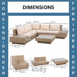 Large Corner Rattan Sofa Set Patio Wicker Luxury Garden Furniture Cushions Table