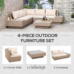 Large Corner Rattan Sofa Set Patio Wicker Luxury Garden Furniture Cushions Table