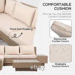 Large Corner Rattan Sofa Set Patio Wicker Luxury Garden Furniture Cushions Table