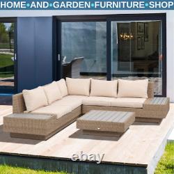 Large Corner Rattan Sofa Set Patio Wicker Luxury Garden Furniture Cushions Table