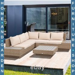 Large Corner Rattan Sofa Set Patio Wicker Luxury Garden Furniture Cushions Table