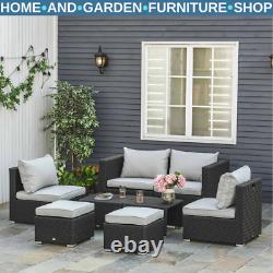 Large Outdoor Patio Furniture Black Garden Wicker Rattan Sofa Chair & Table Set