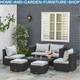 Large Outdoor Patio Furniture Black Garden Wicker Rattan Sofa Chair & Table Set