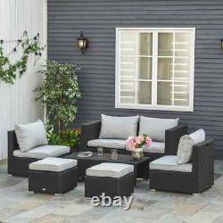 Large Outdoor Patio Furniture Black Garden Wicker Rattan Sofa Chair & Table Set